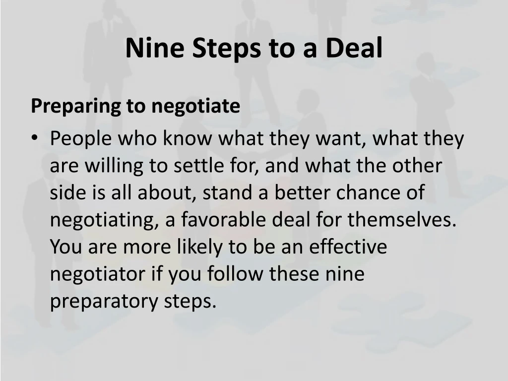 nine steps to a deal