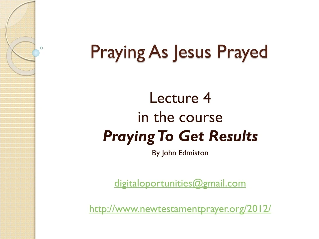 praying as jesus prayed