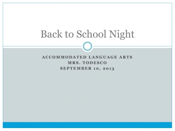 Back to School Night