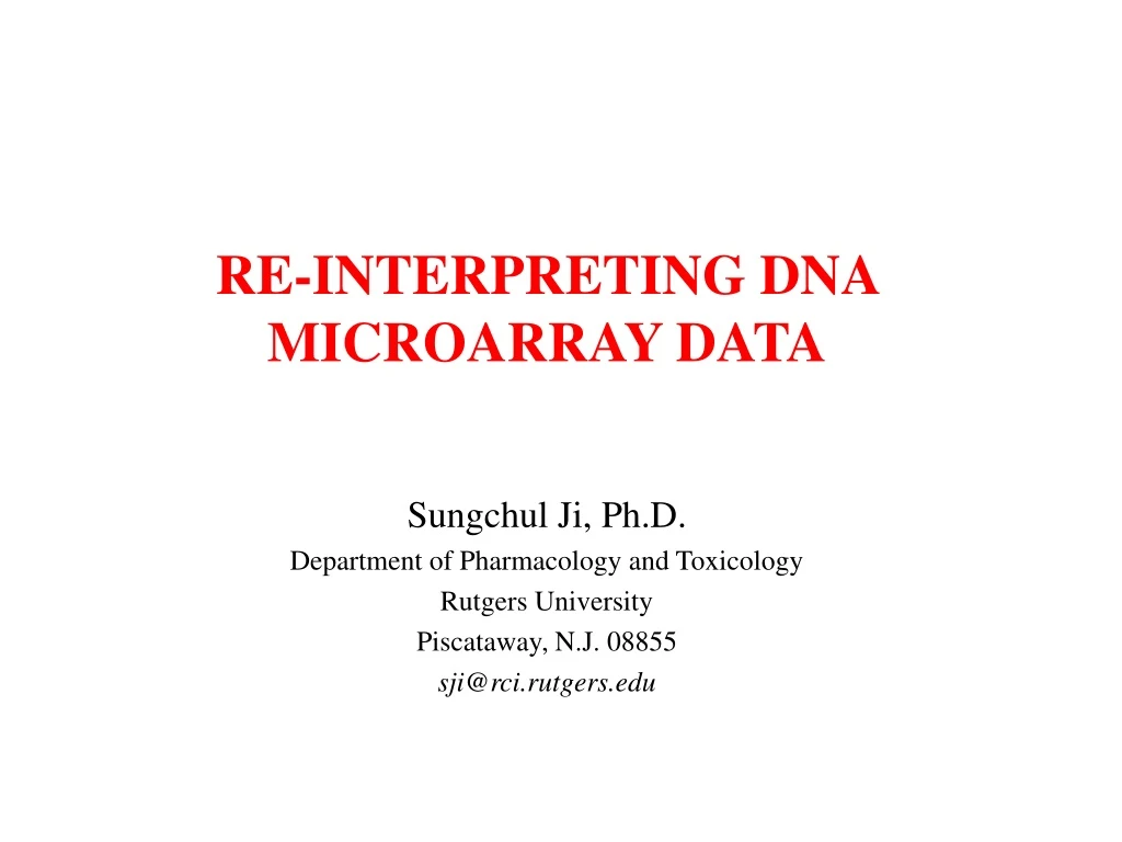 re interpreting dna microarray data sungchul