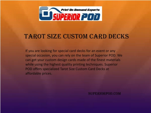 tarot size custom card decks