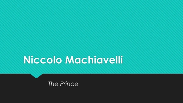 Niccolo Machiavelli