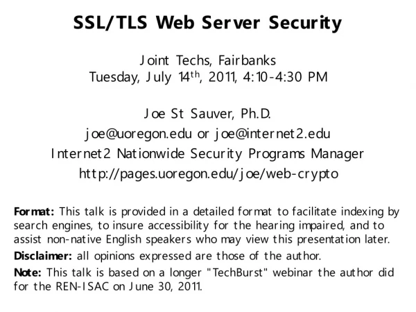 SSL/TLS Web Server Security