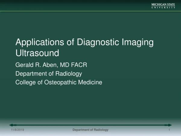 Applications of Diagnostic Imaging Ultrasound