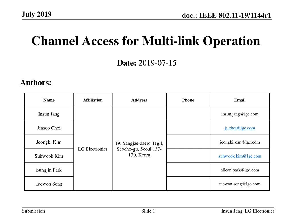 channel access for multi link operation