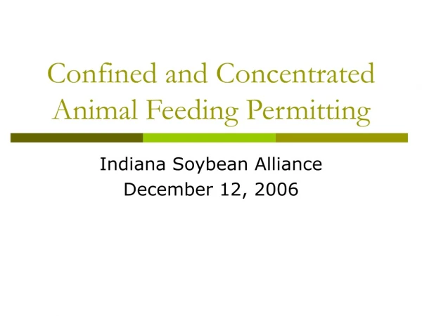 Confined and Concentrated Animal Feeding Permitting