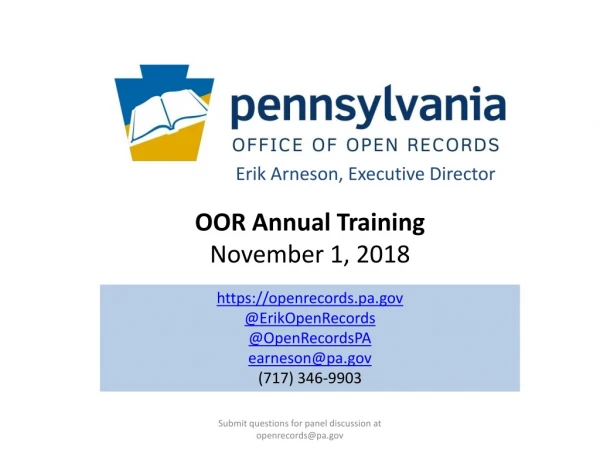 OOR Annual Training November 1, 2018