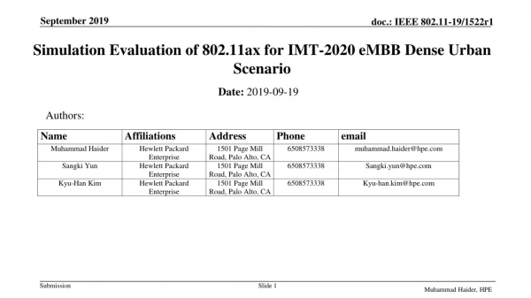 Simulation Evaluation of 802.11ax for IMT-2020 eMBB Dense Urban Scenario