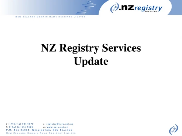 NZ Registry Services Update