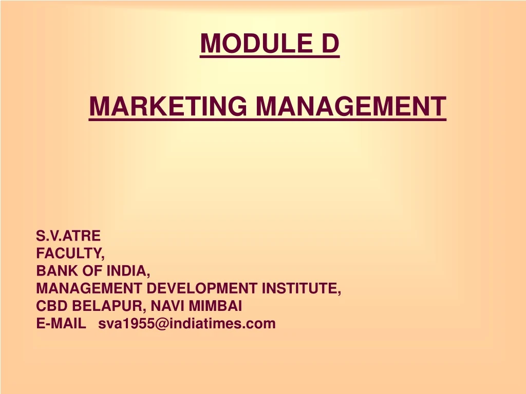 module d marketing management s v atre faculty