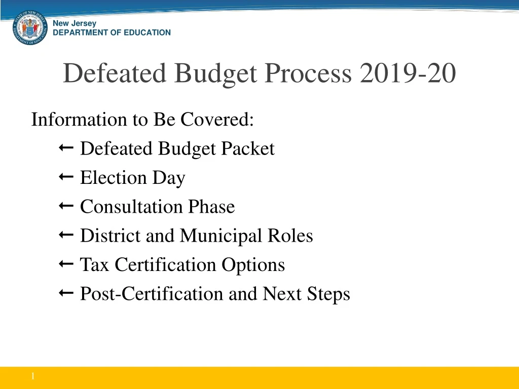defeated budget process 2019 20