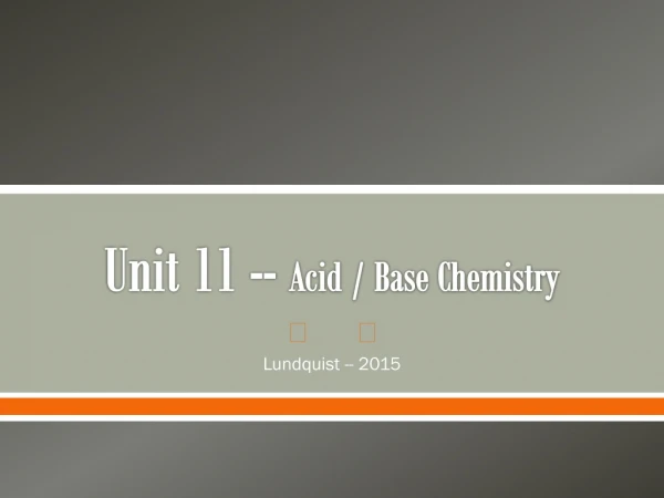 Unit 11 -- Acid / Base Chemistry