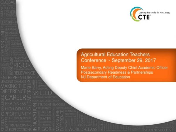 Agricultural Education Teachers Conference ~ September 29, 2017