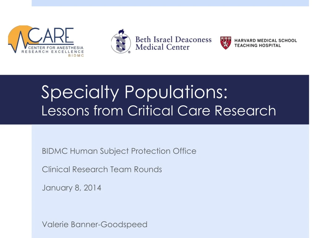 specialty populations lessons from critical care research