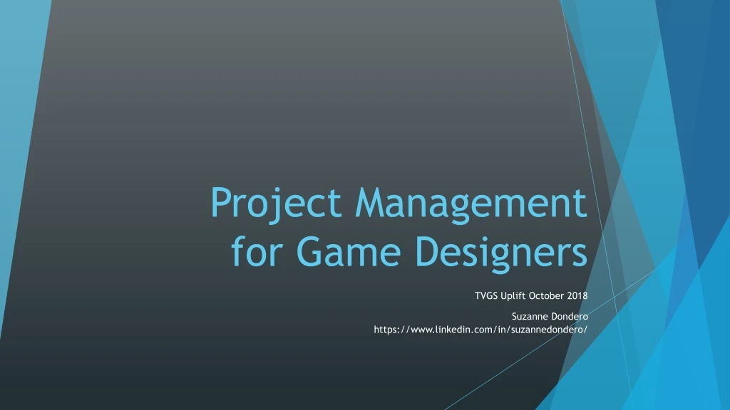 project management for game designers