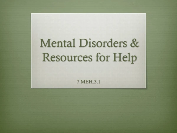 Mental Disorders &amp; Resources for Help