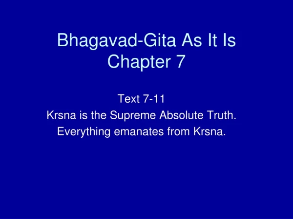 Bhagavad-Gita As It Is Chapter 7