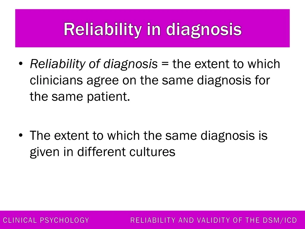 reliability in diagnosis