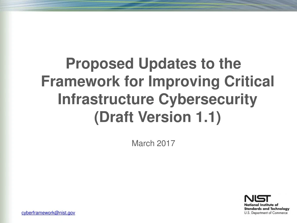 proposed updates to the framework for improving