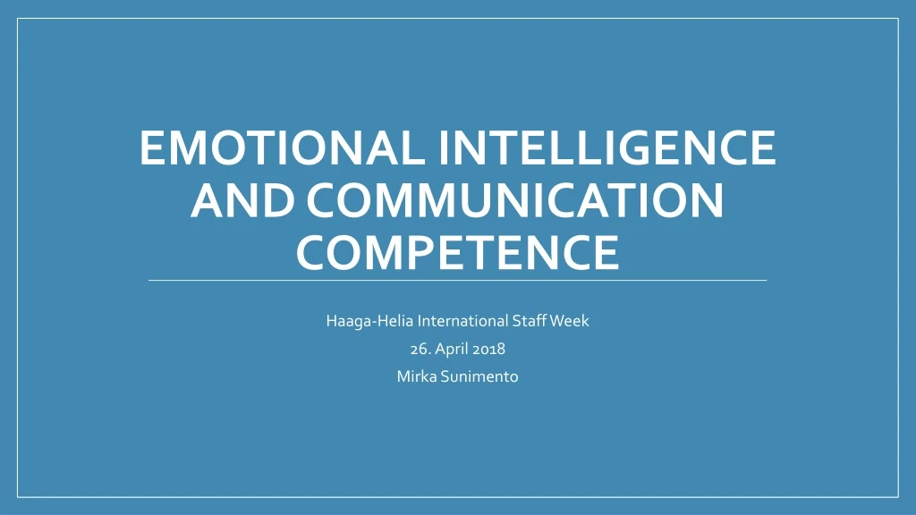 emotional intelligence and communication competence