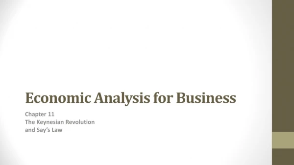 Economic Analysis for Business