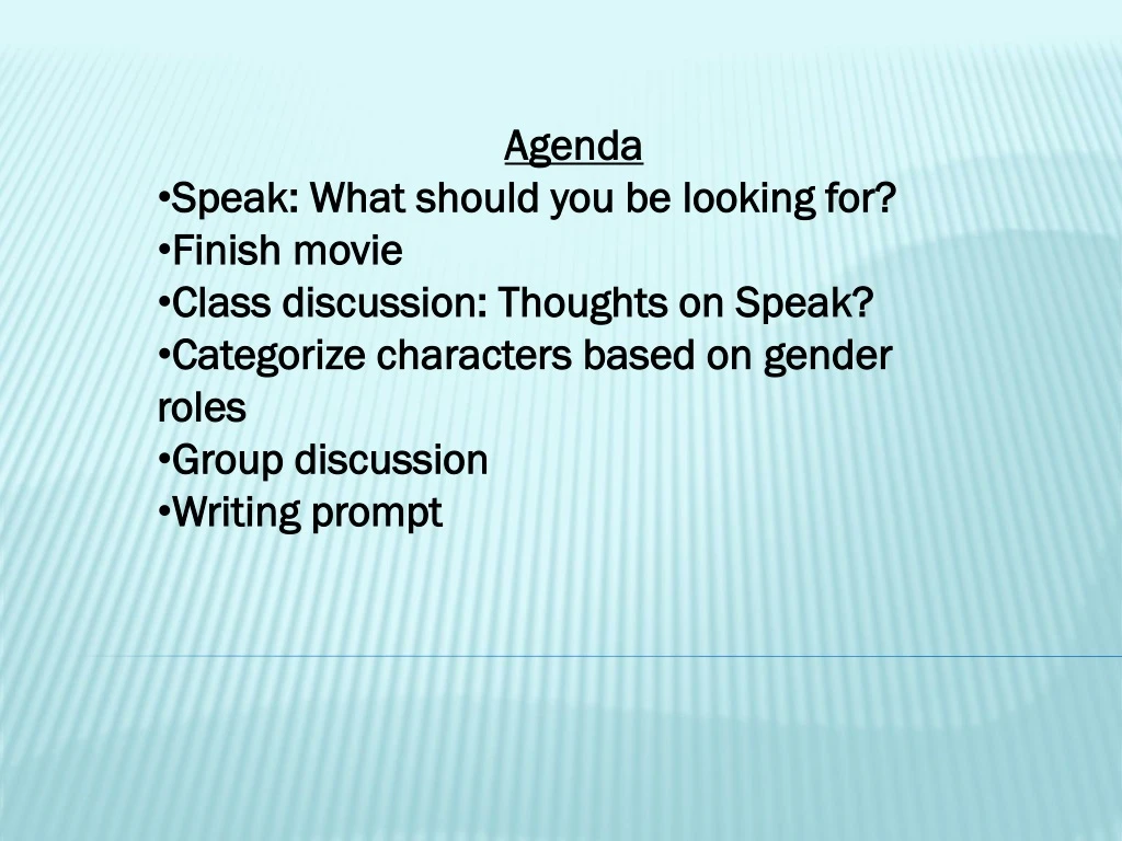 agenda speak what should you be looking