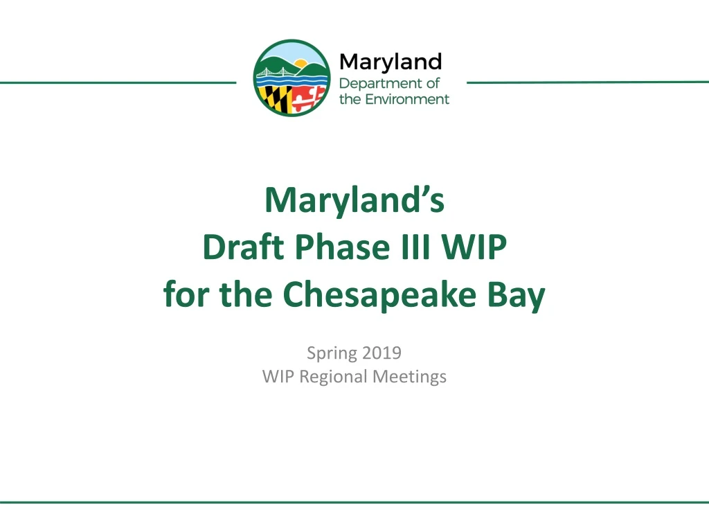 maryland s draft phase iii wip for the chesapeake bay