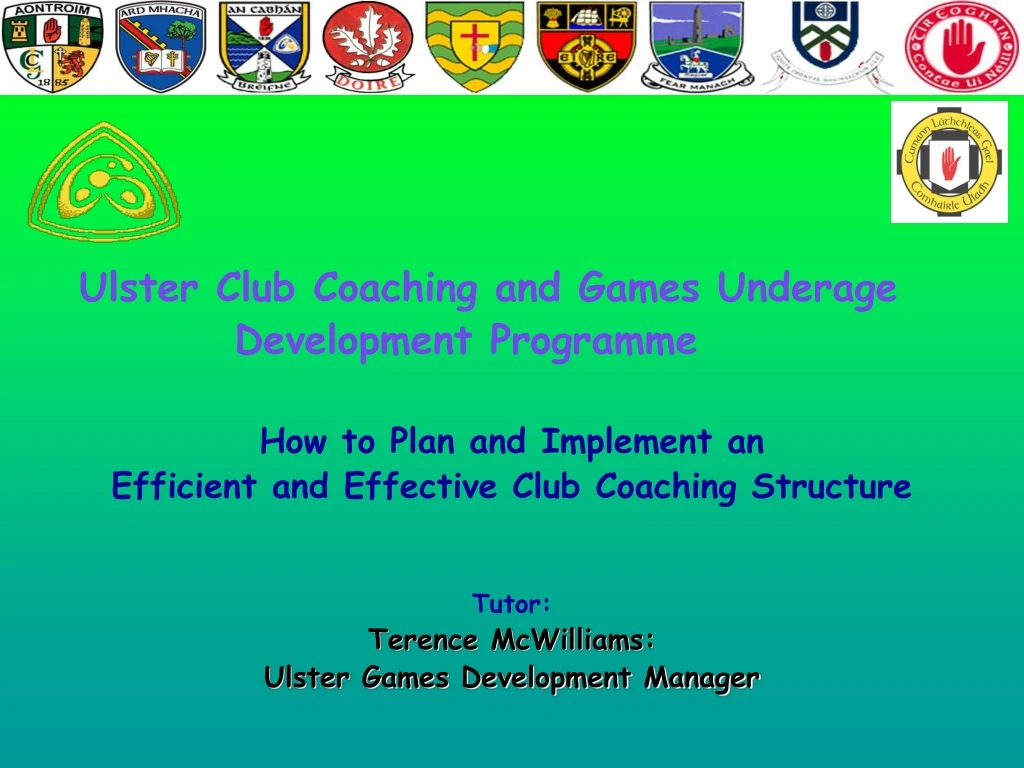 ulster club coaching and games underage