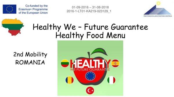 Healthy We – Future Guarantee Healthy Food Menu