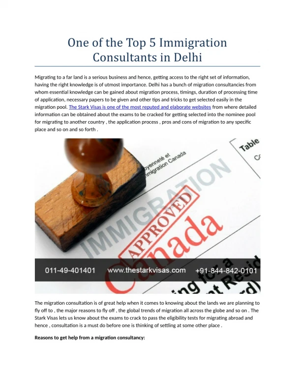 One of the Top 5 Immigration Consultants in Delhi