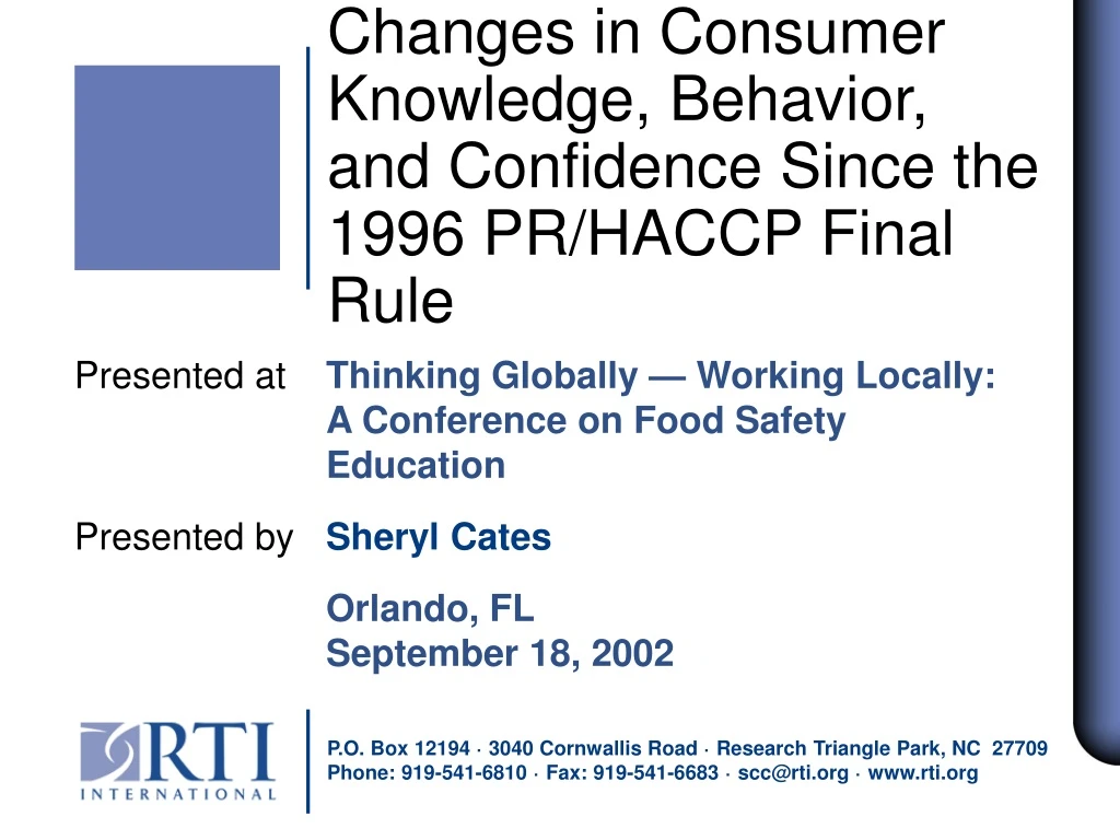 changes in consumer knowledge behavior and confidence since the 1996 pr haccp final rule