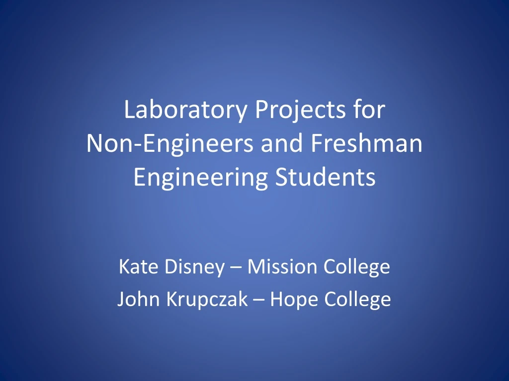 laboratory projects for non engineers and freshman engineering students