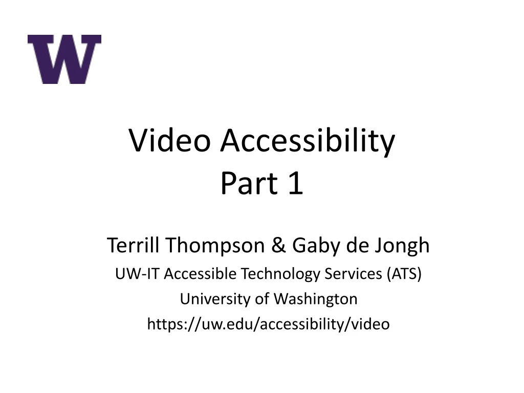 video accessibility part 1