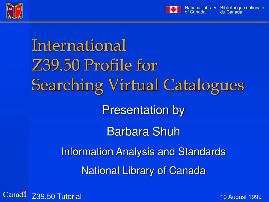 international z39 50 profile for searching virtual catalogues