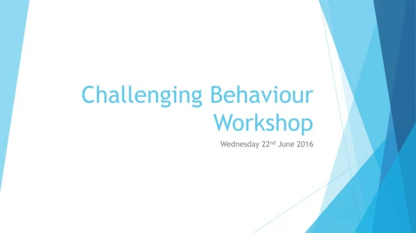 Challenging Behaviour Workshop