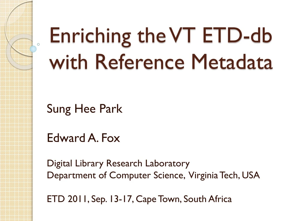 enriching the vt etd db with reference metadata
