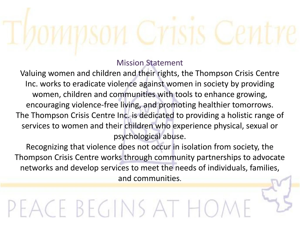 mission statement valuing women and children