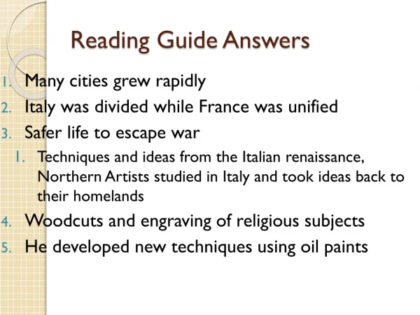 Reading Guide Answers