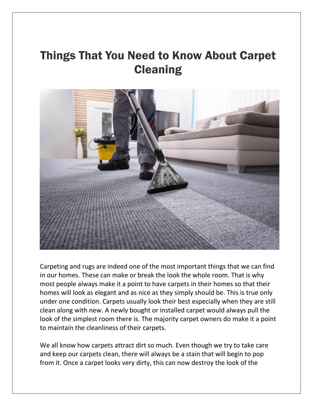 things that you need to know about carpet cleaning