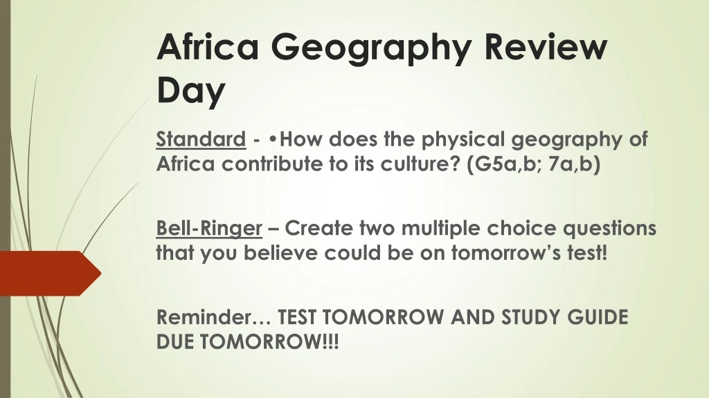 africa geography review day