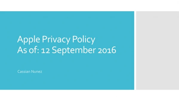 Apple Privacy Policy As of: 12 September 2016
