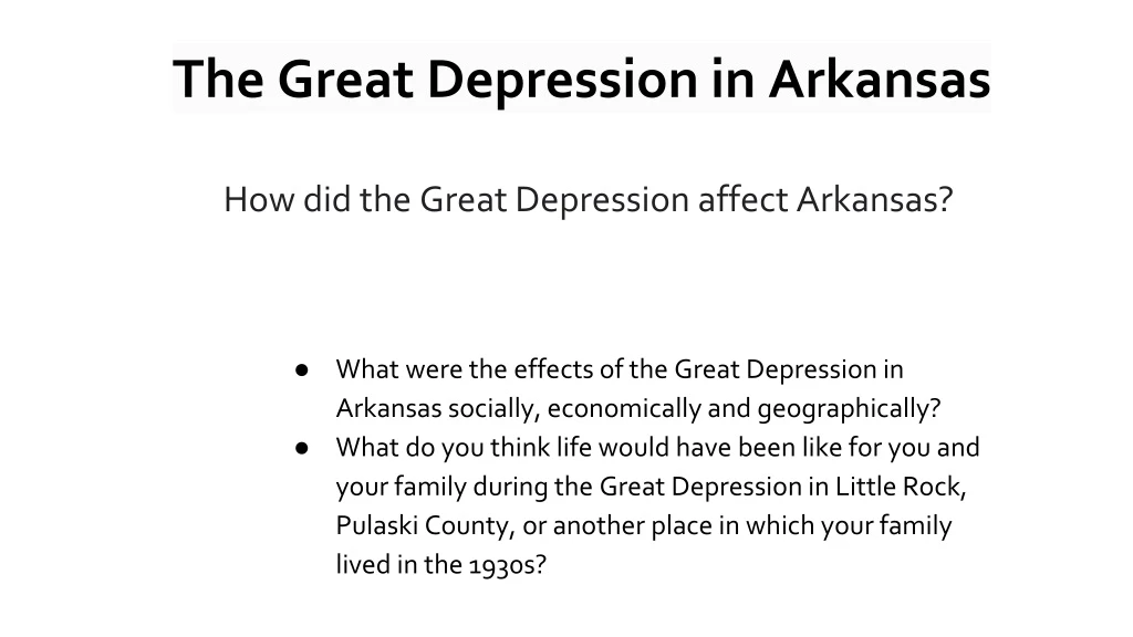 the great depression in arkansas