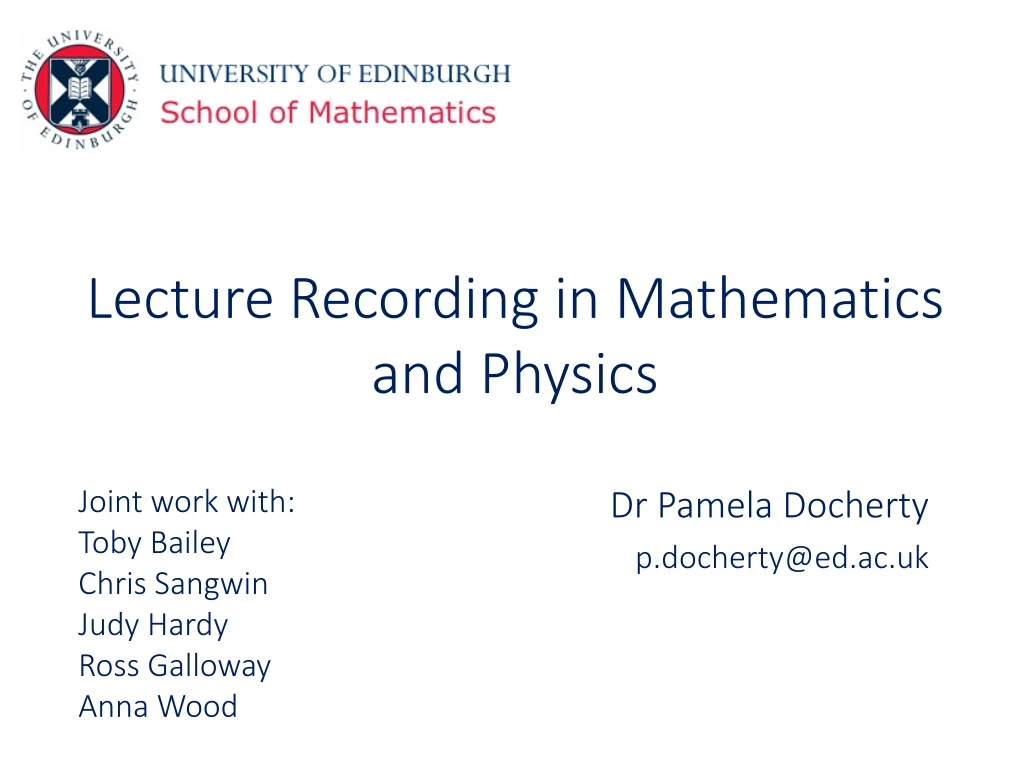 lecture recording in mathematics and physics