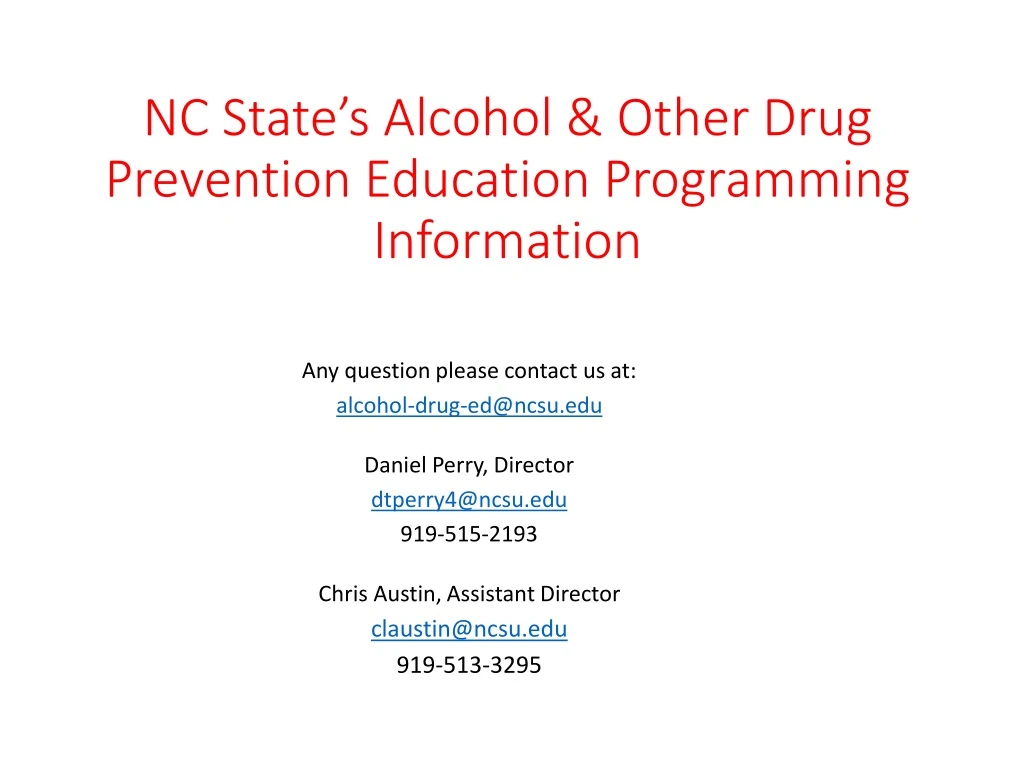 nc state s alcohol other drug prevention education programming information