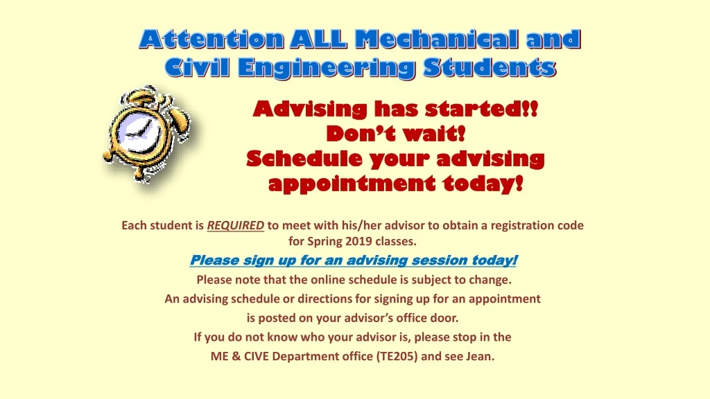 advising has started don t wait schedule your advising appointment today