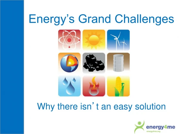 Energy’s Grand Challenges Why there isn ’ t an easy solution