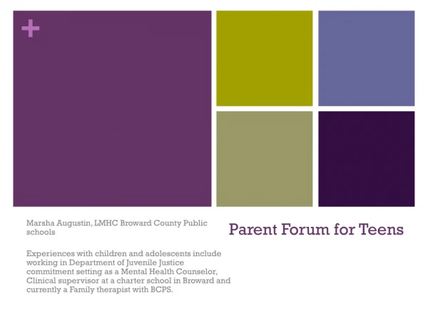 Parent Forum for Teens