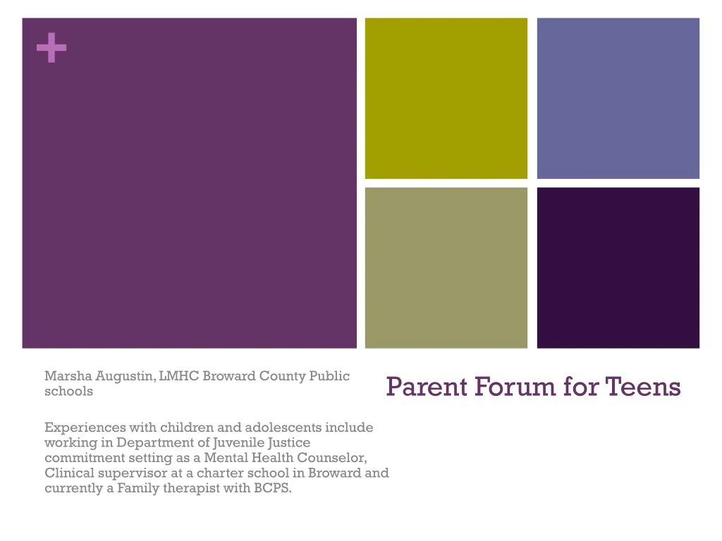 parent forum for teens