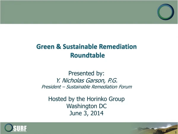 Green &amp; Sustainable Remediation Roundtable