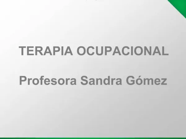 TERAPIA OCUPACIONAL Profesora Sandra G mez